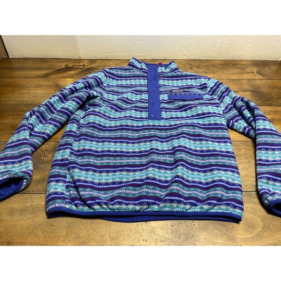 Patagonia Reversible Snap-T Glissade Pullover Harvest Moon Blue Sweatshirt - Picture 12 of 13